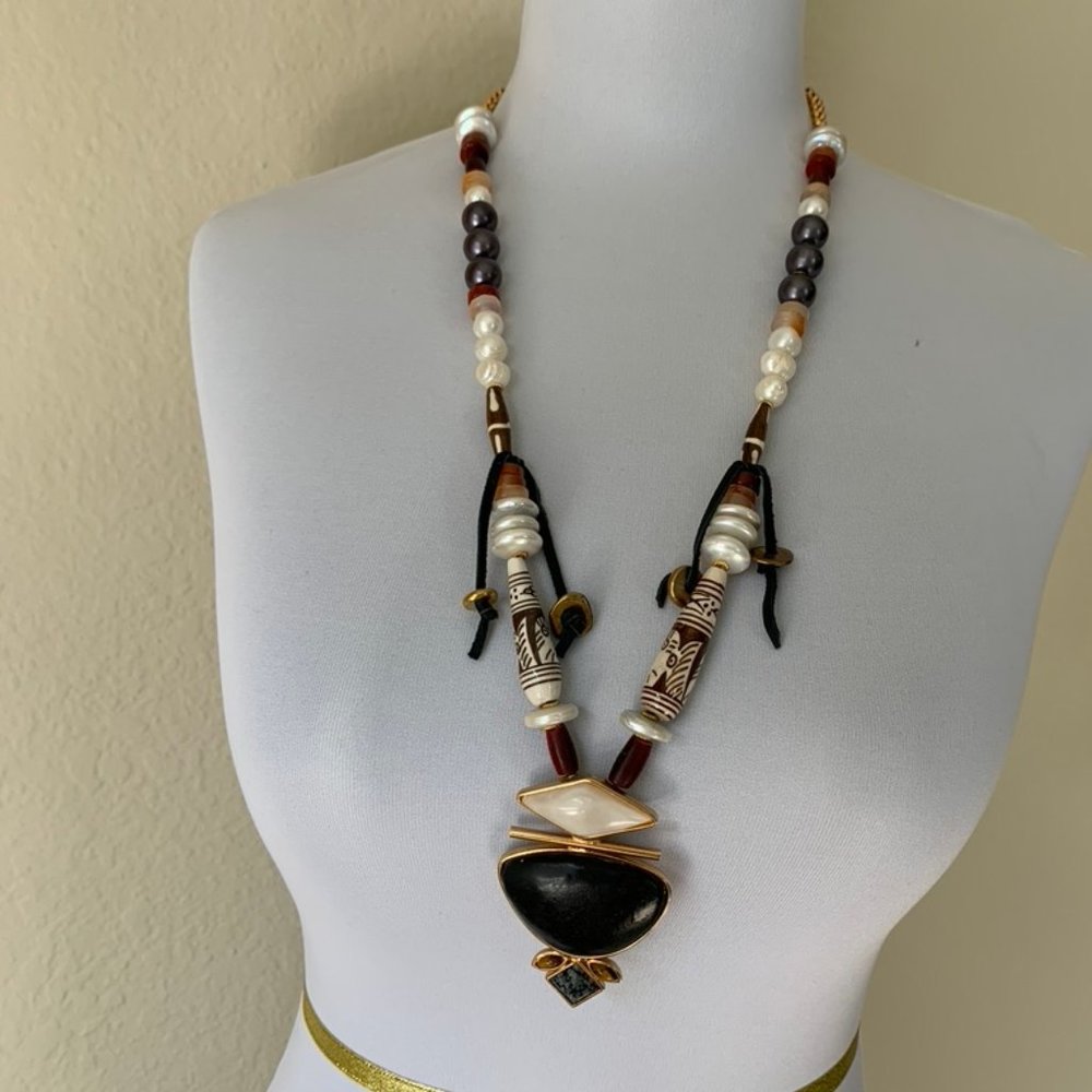 Statement Necklace - Mixed Materials
